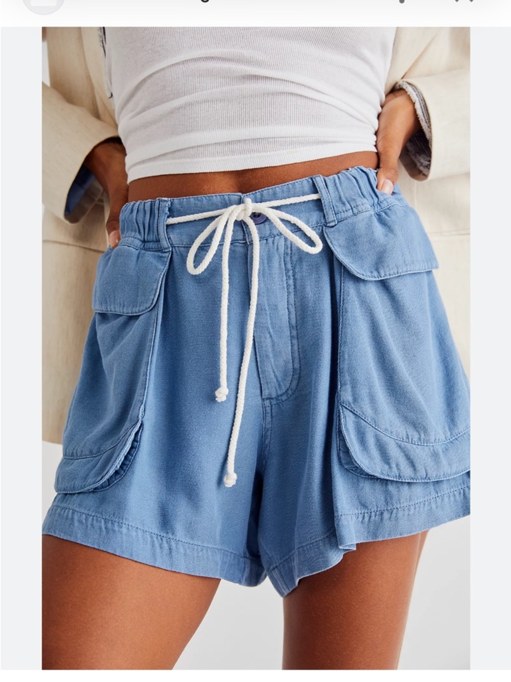 Free People Off-Shore Utility Shorts in Light Blue